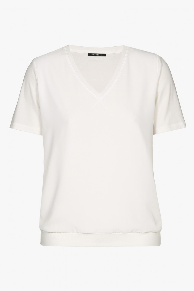Gebroken wit T-shirt met V-hals