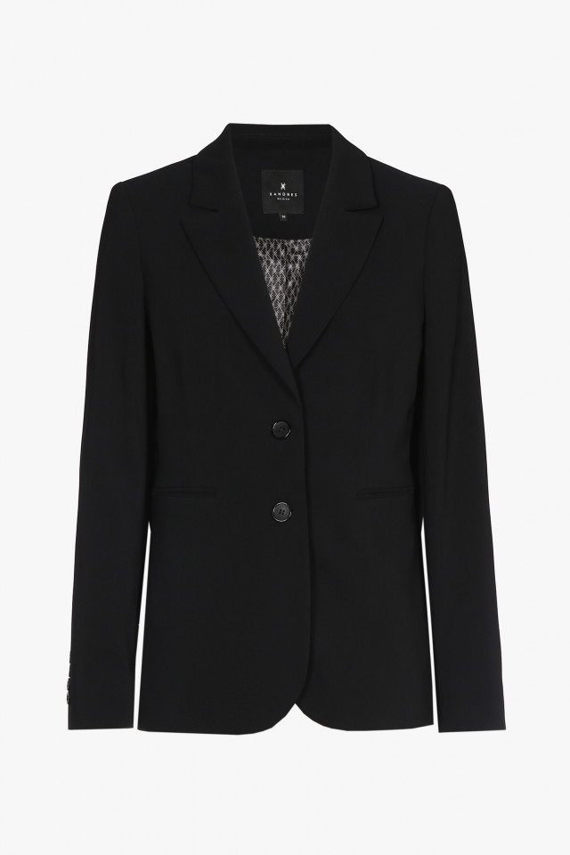 Schwarzer taillierter, knitterfreier Blazer