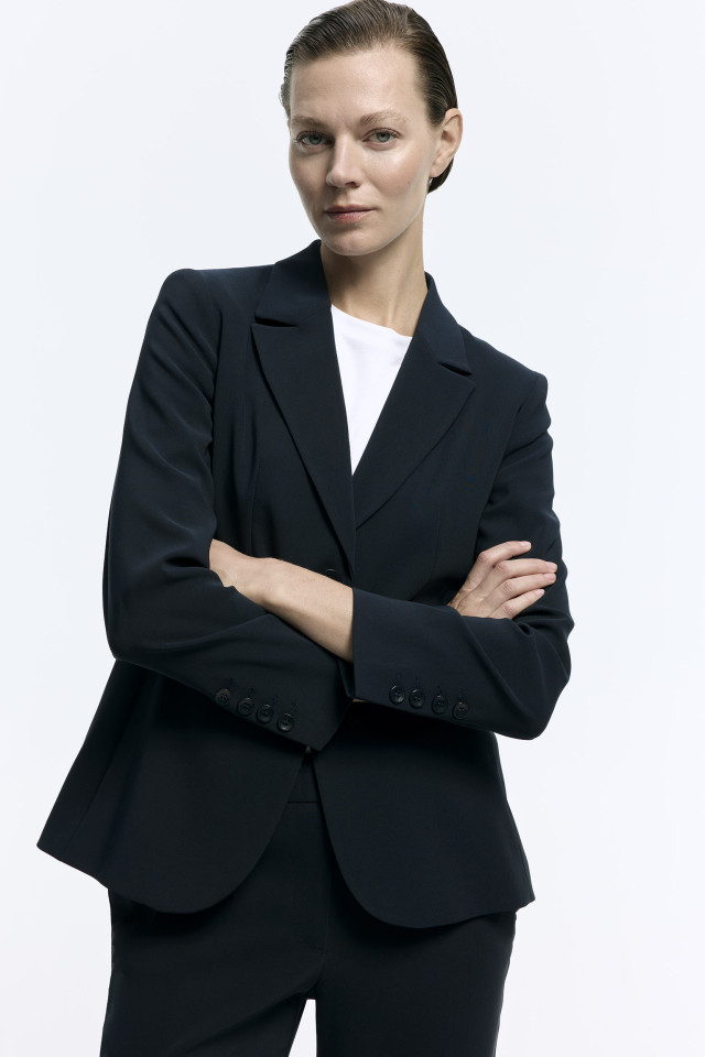 Blazer cintré bleu foncé, infroissable