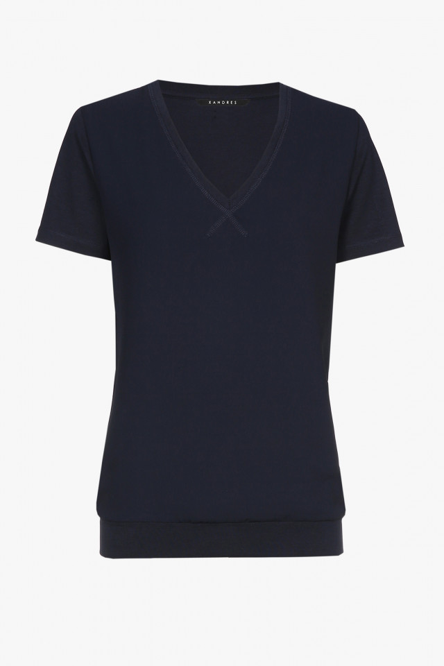 Navyblauw T-shirt met V-hals