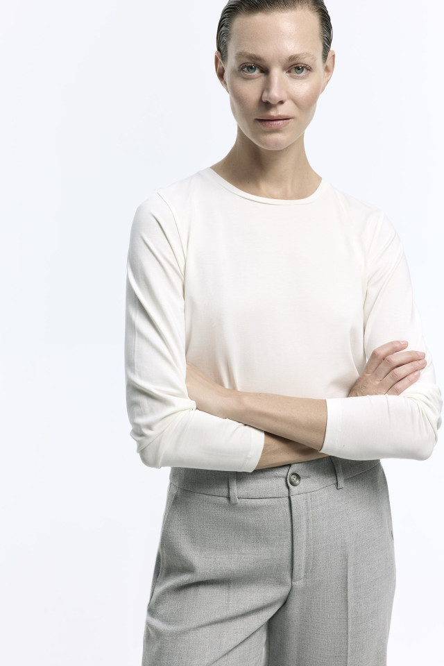 T-shirt met ronde hals en lange mouwen