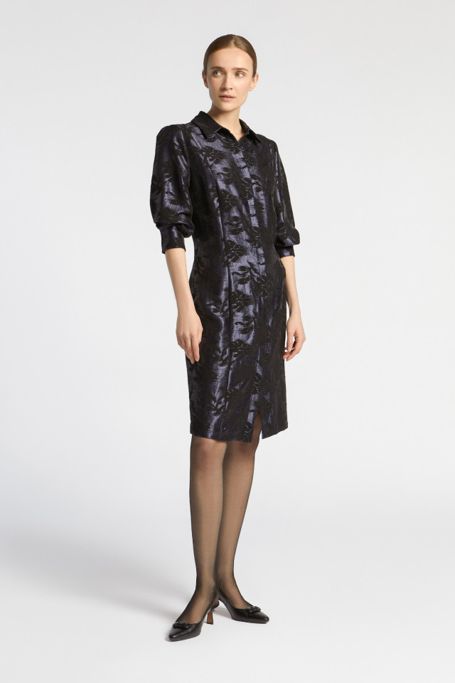 Jacquard jurk met bloemenprint