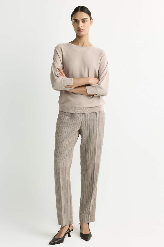 Lookbook: Striped trousers + Oversized jumper + Leather slingbacks