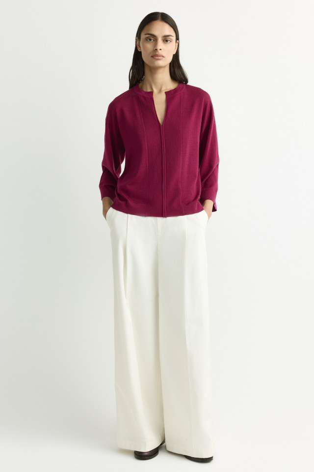 Lookbook: Pullover aus Merinowolle + Hose mit hoher Taille + Leder-Loafer
