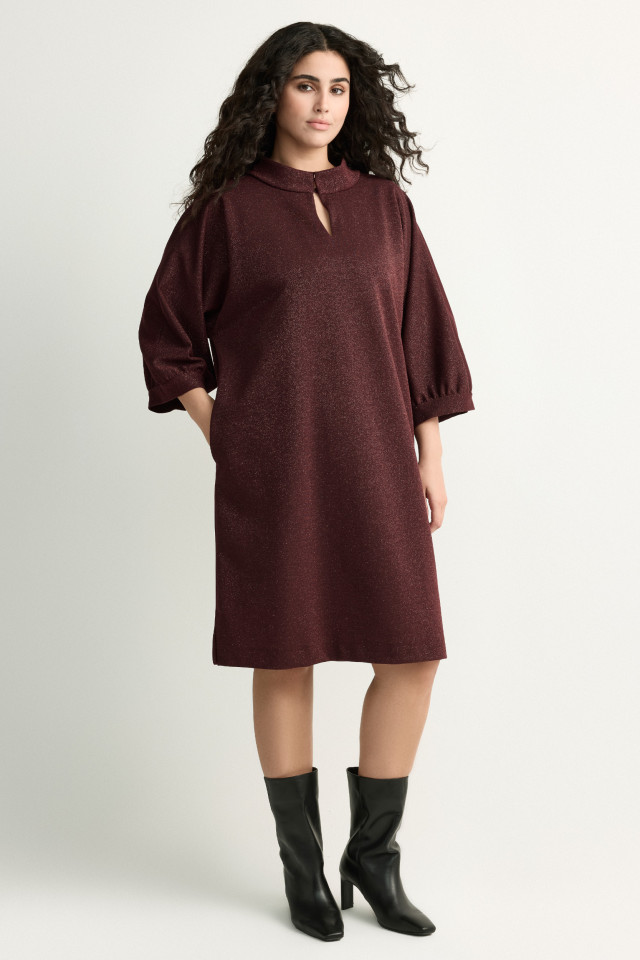 Lookbook: Short dress with lurex + Leather ankle boots