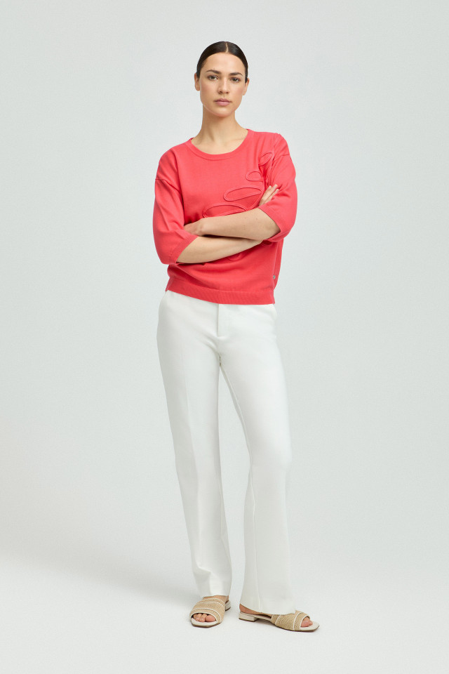 Lookbook: Stretchy broek met smalle pijpen + Pull met borduur + Zomerse slipper