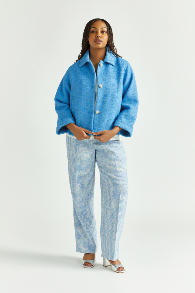 Lookbook: Blouse in twillstof + Feestelijke hakken + Seersucker broek met wijde pijpen