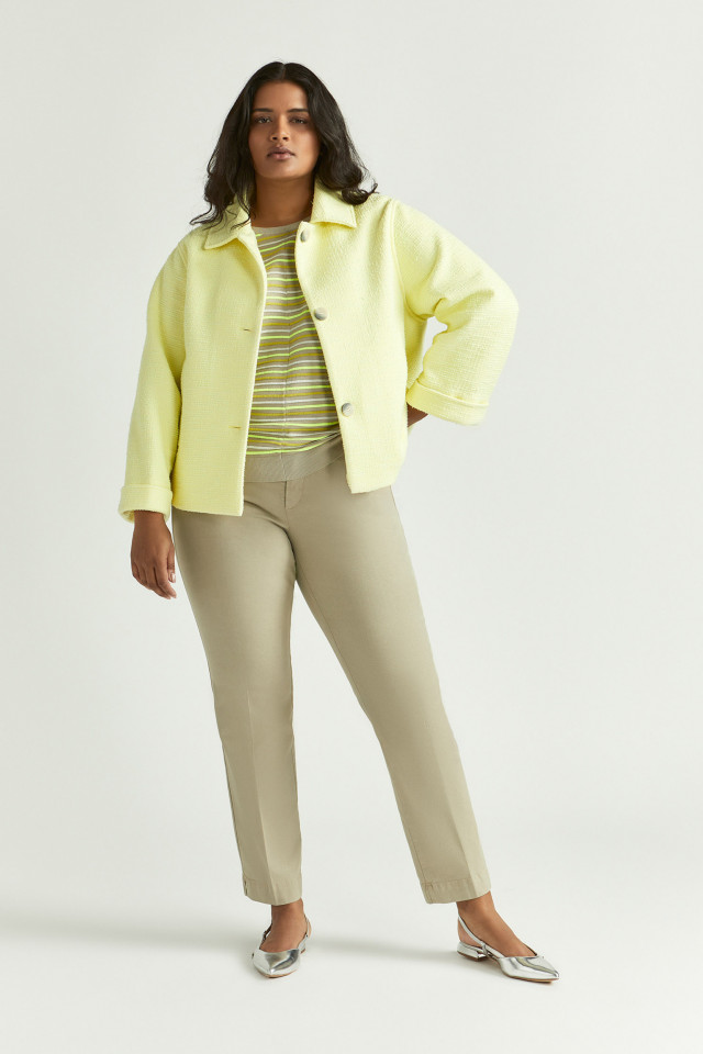 Lookbook: Gestreepte pull met pofmouw + Zachte broek met stretch + Elegante slingback