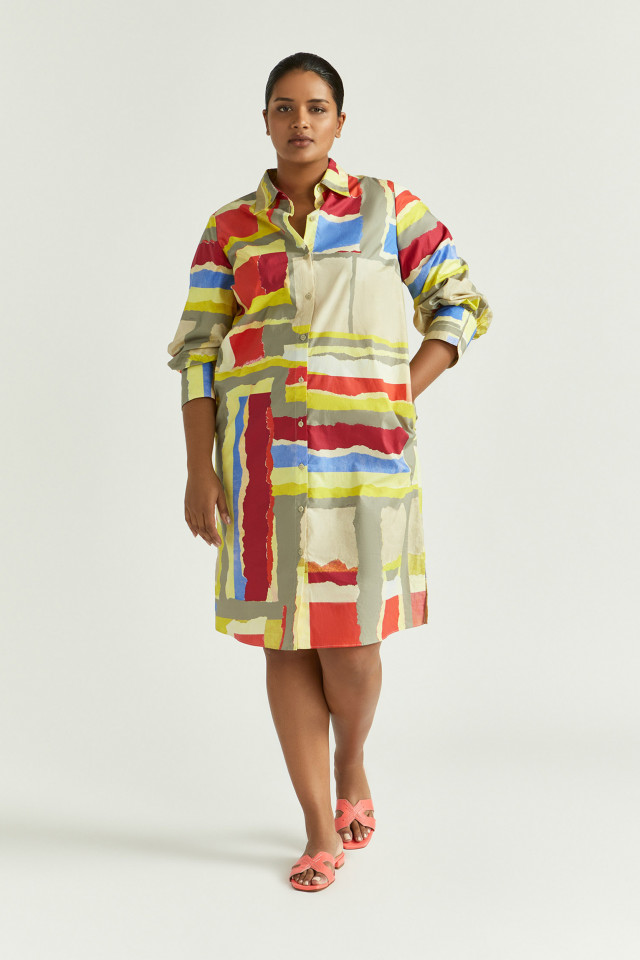 Lookbook: Hemdjurk van krinkelstof + Xandres slippers