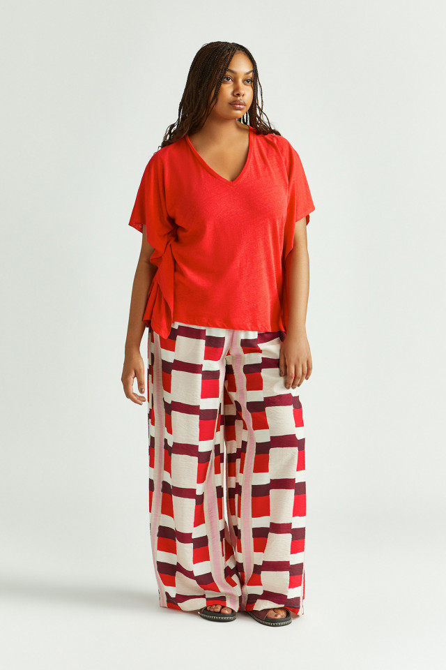 Lookbook: Broek met aquarelprint + Kaftan T-shirt + Zomerslipper
