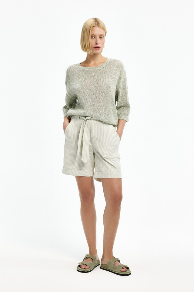 Lookbook: Loose openwork knit jumper + Comfortable slip-on sandals