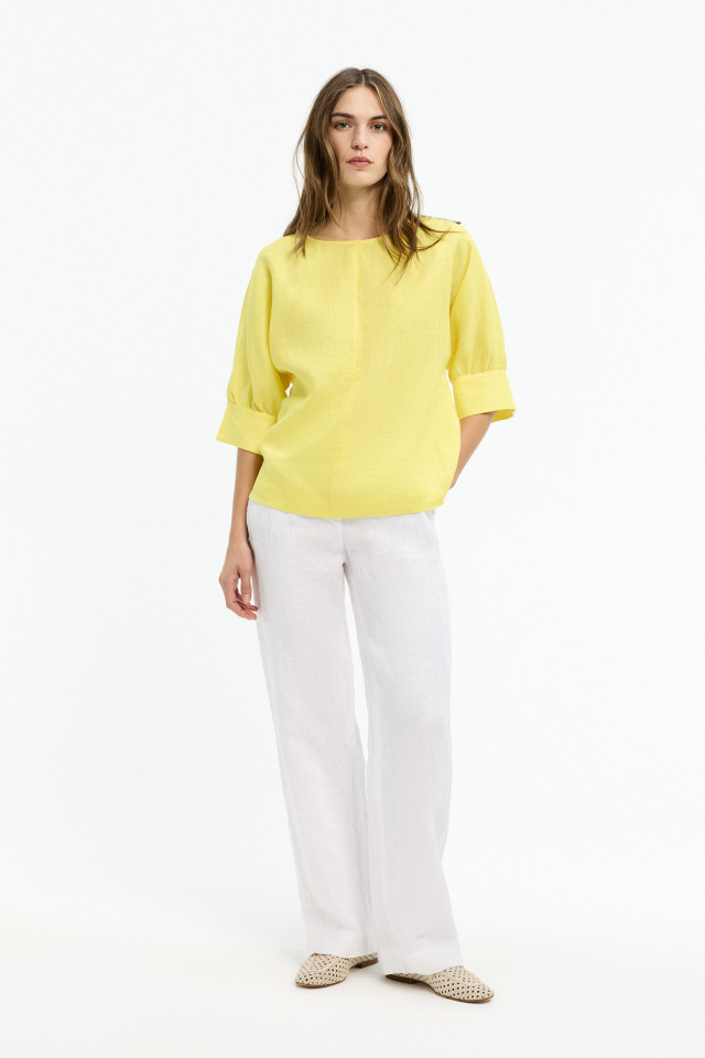 Lookbook: Blouse d'été en lin + Pantalon d'été en lin + Mocassins en rotin