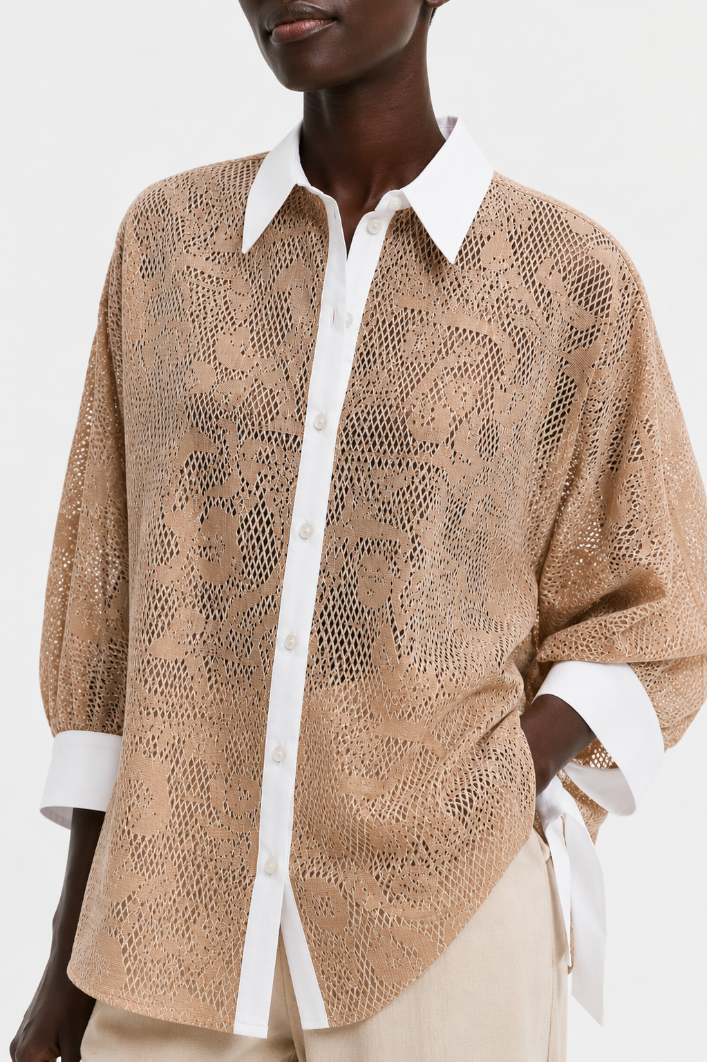 Bluse mit Spitzenoptik